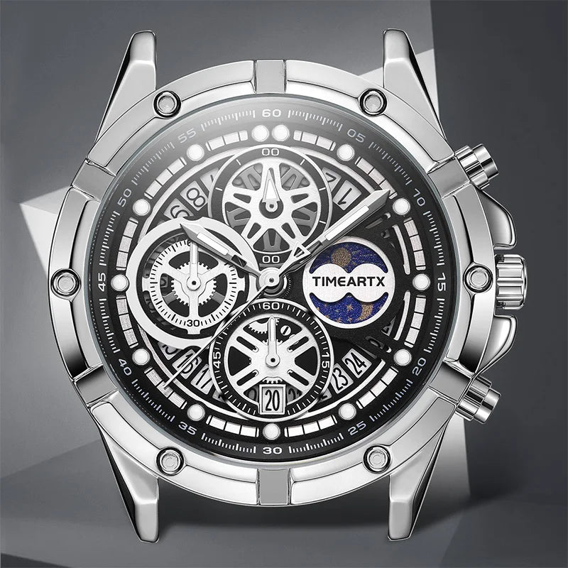 TIMEARTX Fashion Men's Watches Classic Multifunctional Chronograph Quartz Wristwatch Calendar Watches for Men