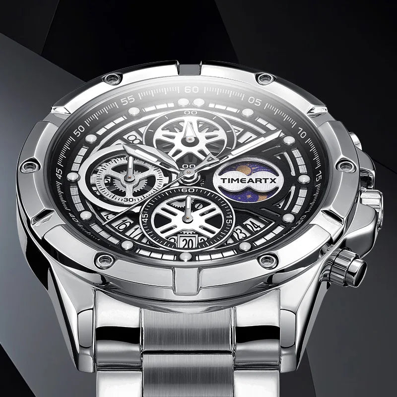 TIMEARTX Fashion Men's Watches Classic Multifunctional Chronograph Quartz Wristwatch Calendar Watches for Men